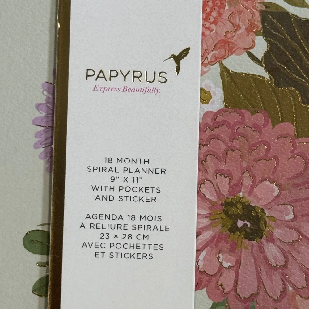Papyrus 18 Month Spiral Planner 2026-2027 Floral 9x11 Agenda with Stickers NEW